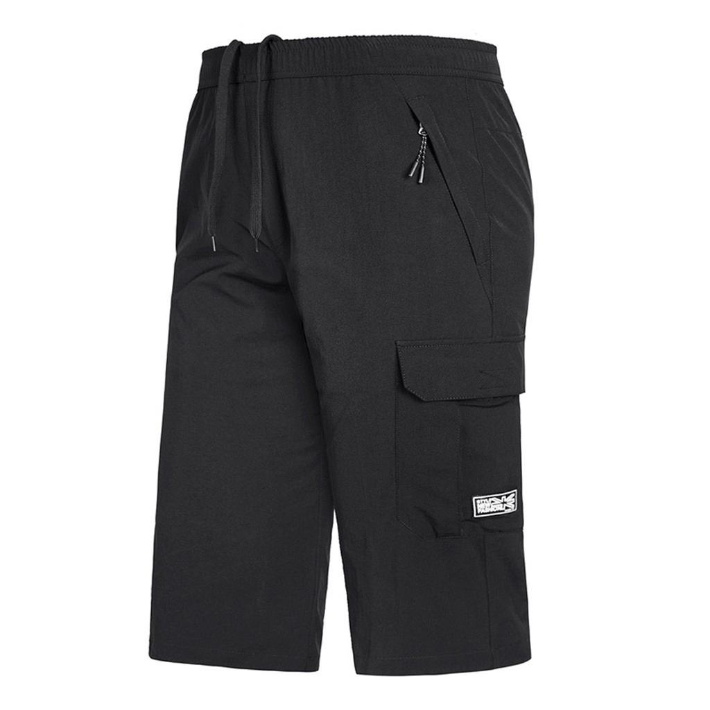 Men's Summer Slim Quick Dry Beach Thin Section Straight Work Trousers Casual Elastic Waist Seven Sports Shorts