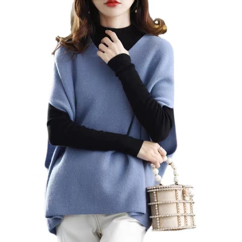 Ladies' Wool Knit V-Neck Vest, Sleeveless Sweater for Spring/Autumn, Korean Style Outerwear