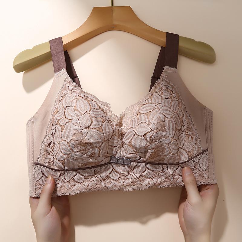 

Double breast underwear women s large size without steel ring fat MM thin gathered anti-sagging 105