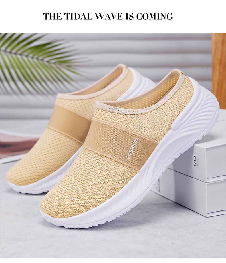 Damen Plus Size Fly-Knit Mesh Slip-On Freizeitschuhe
