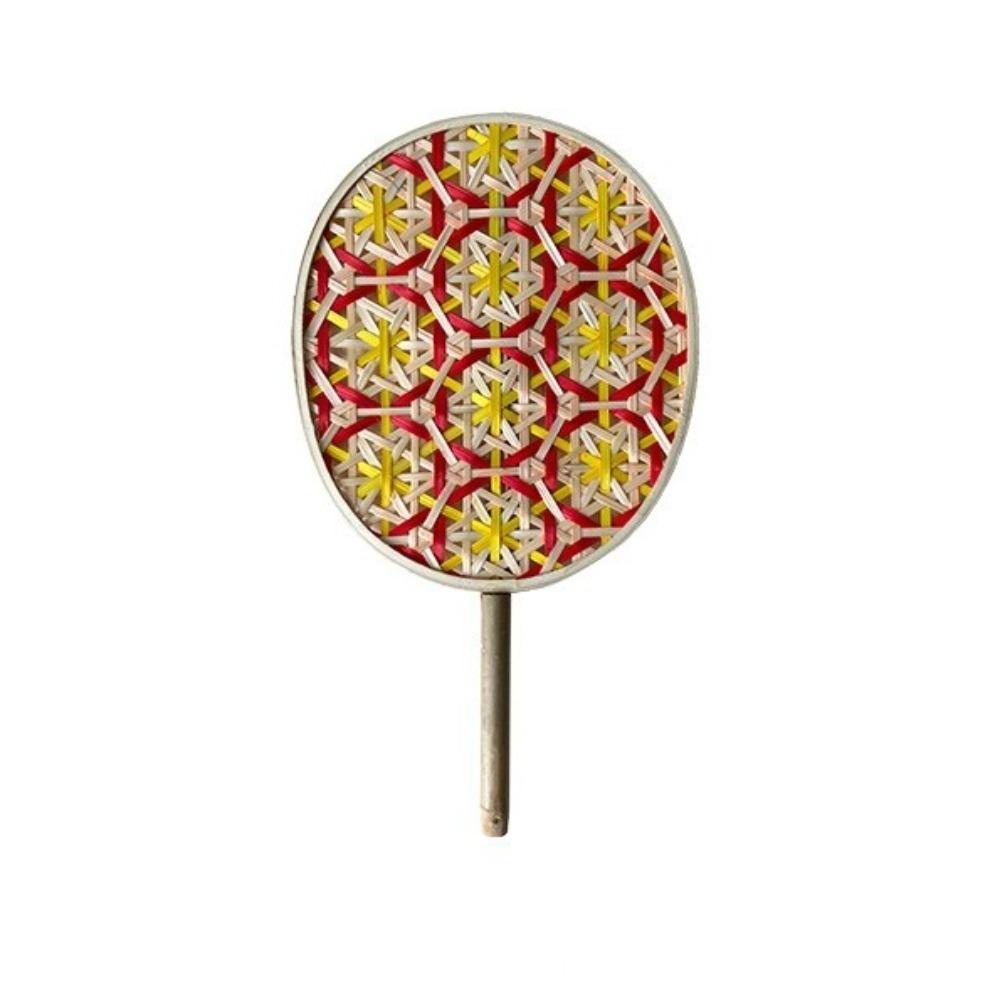 

Colorful Bamboo Braided Fan Ancient Hand Cranked Fan Durable Weaving Fan Summer Style E