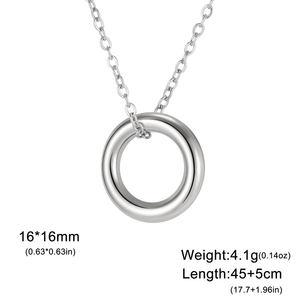 Teamer Minimalist Round Rectangle Pendant Necklace for Women Girls Stainless Steel Trendy Geometric Choker Daily Office Jewelry