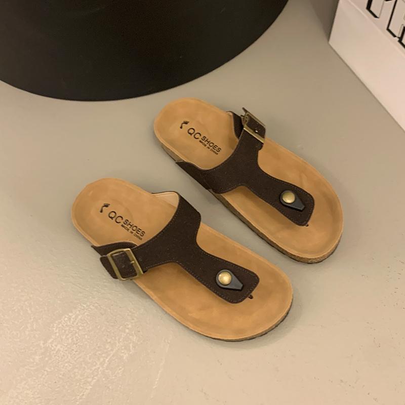 Fashion Women Suede Clogs Slippers Adjustable Buckle Slip On Footbed Home Clog Slippers Outdoor Beach Sandals With Arch Support