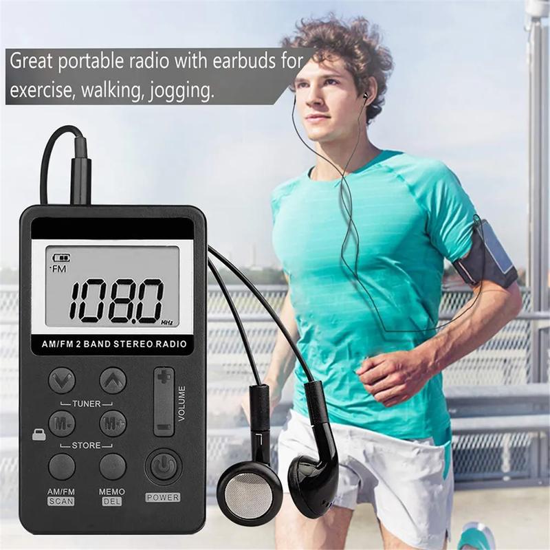 Portable Radio FM/AM Dual Band Stereo Digital Portable Mini Radio Receiver with LCD Display Rechargeable BatteryJAS