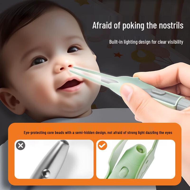 Nuobiyan Baby Nose & Ear Cleaning Tweezers with Light