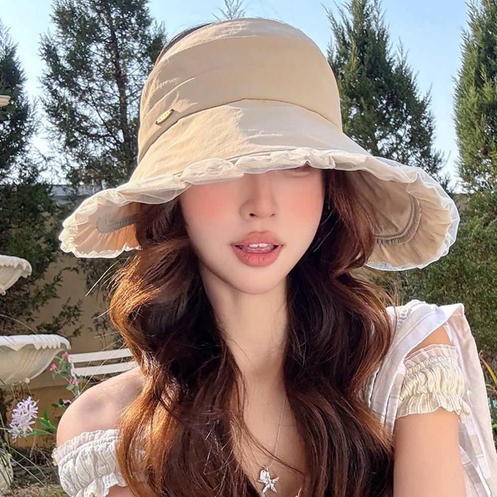 UV Protection Outdoor Bucket Hat Wide Brim Beach Hat Women's Sun Visor Hats  Casual Wear