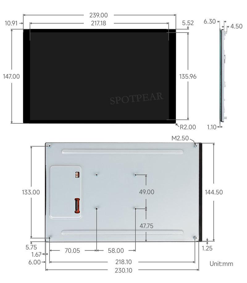 10.1-Inch DSI LCD Display for ESP32-P4, Luckfox-RK3576, RK3506, Raspberry Pi