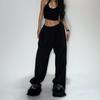 Damskie Casualowe Gładkie Spodnie Dresowe z Wysokim Stanem, Sznurowane, Luźne Joggersy, Klasyczne Baggy Streetwear, Damskie Spodnie Sportowe do Tańca