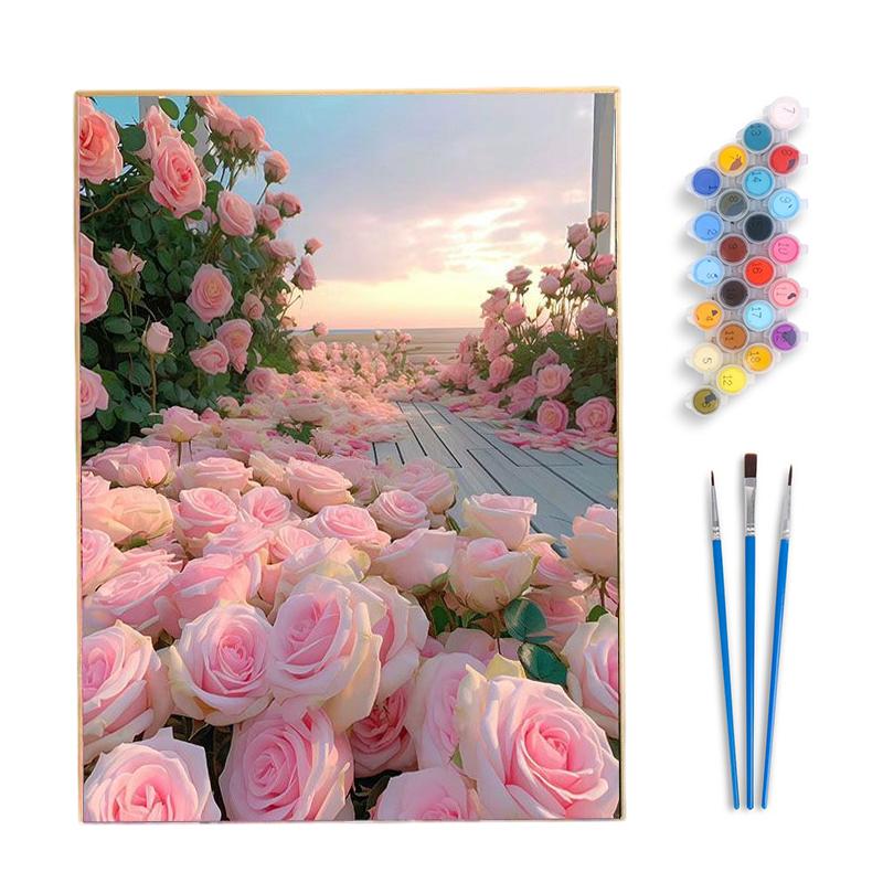 Framed Paint By Numbers Kit For Adults Beginner & Kids Ages 8-12, Easy Flower Paint By Numbers With Frame