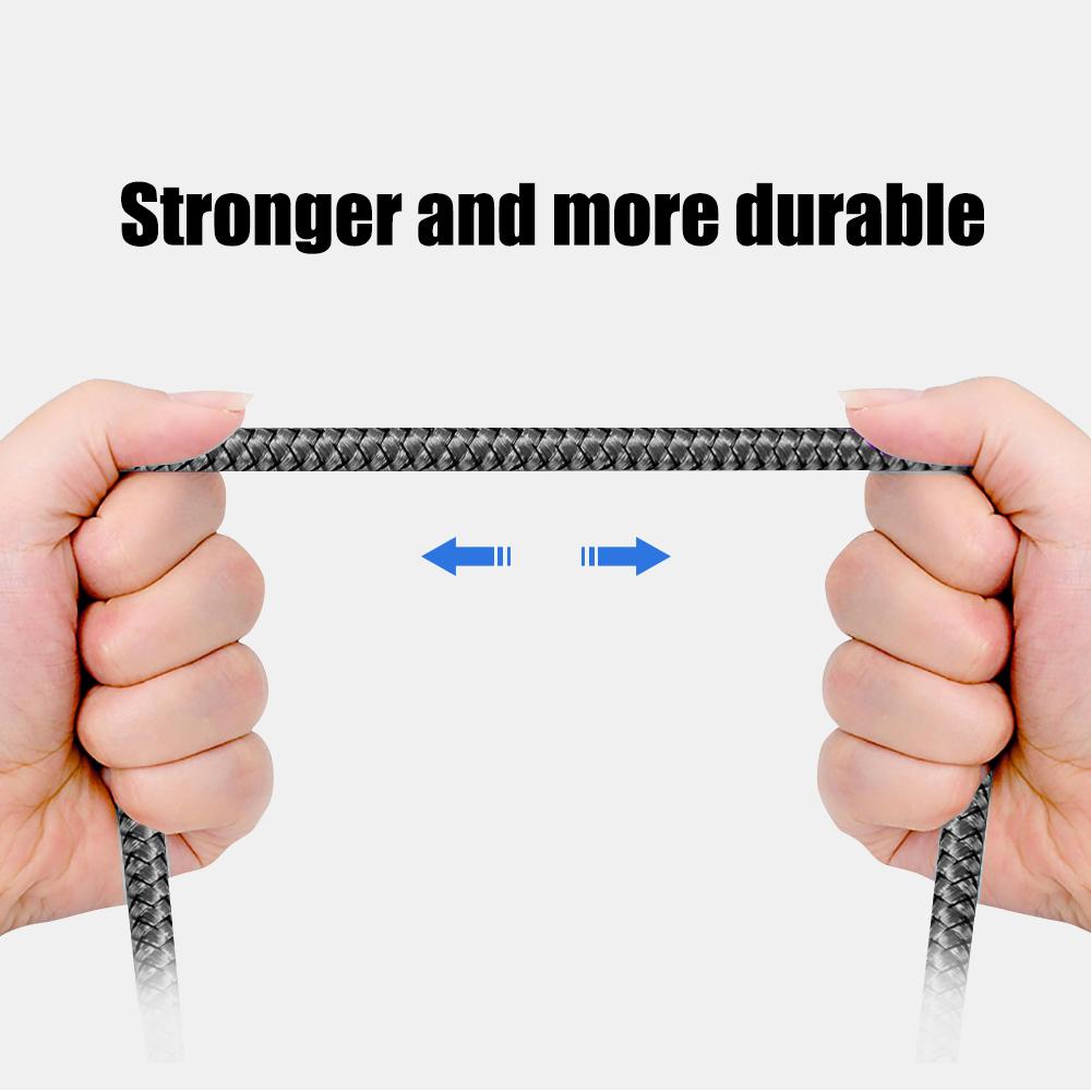 Nylon Data Cable Fast Charger USB A to Type C Charging Cable For Huawei Samsung Android phone TypeC Charging Device 1M 2M 3M