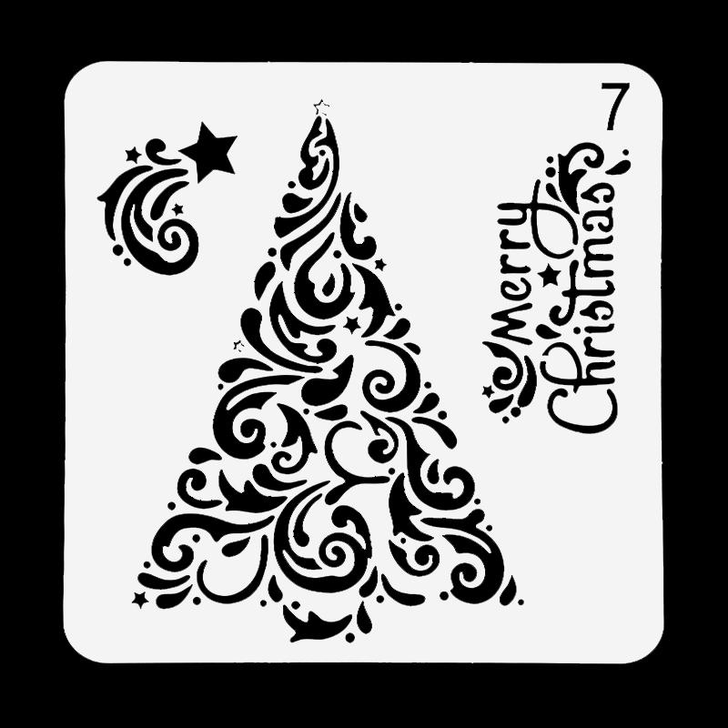 8 Stück/Set Weihnachts-Schablonen Wandmalerei Scrapbook Schablone Prägealbum Papierkarten Vorlagen DIY Geschenk Basteln Heimdekoration