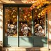 Static Window Decals of Forest Animals Autumn Sticker with Cute & Maple Leaves, Removable Harvest Pastoral Theme Art Festival Clings, Waterproof