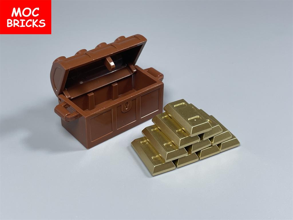 MOC Bricks Treasure Box Money Gold Coin Gem Precious Stone Building Blocks Educational Assembled Parts Toys For Kids Gift