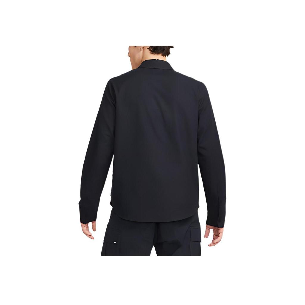 Nike Solid Color Pocket Flannel Skateboard Long Sleeve Shirt Men Tops Black DA4168-010