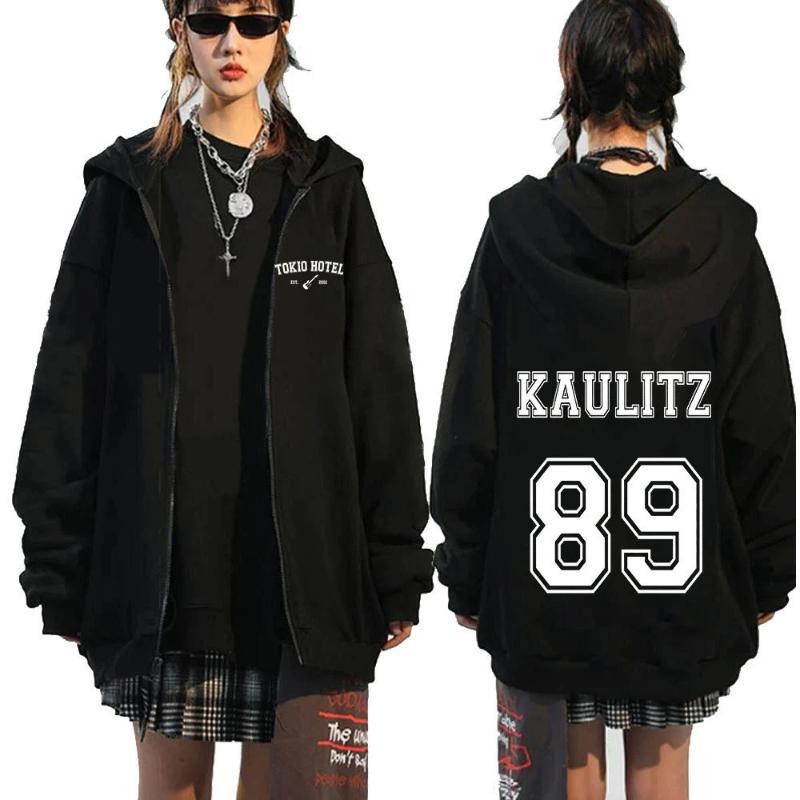 Tokio Hotel Kaulitz Print Hoodies Rock Band Hip Hop Zipper XS