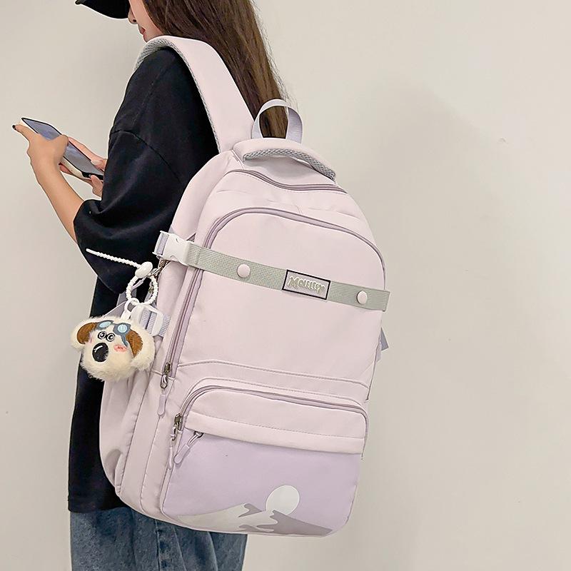 Student Schoolbag Women's Large Capacity Printed Colorblock Travel Backpack Men's Backpack