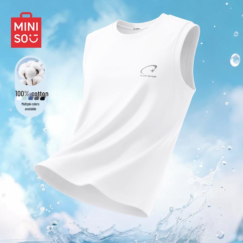 MINISO Men s Heavyweight Pure Cotton Sleeveless T-Shirt M