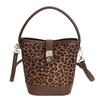 Niche simple leopard print fashion commuter handbag bag women's autumn and winter new messenger bucket bag