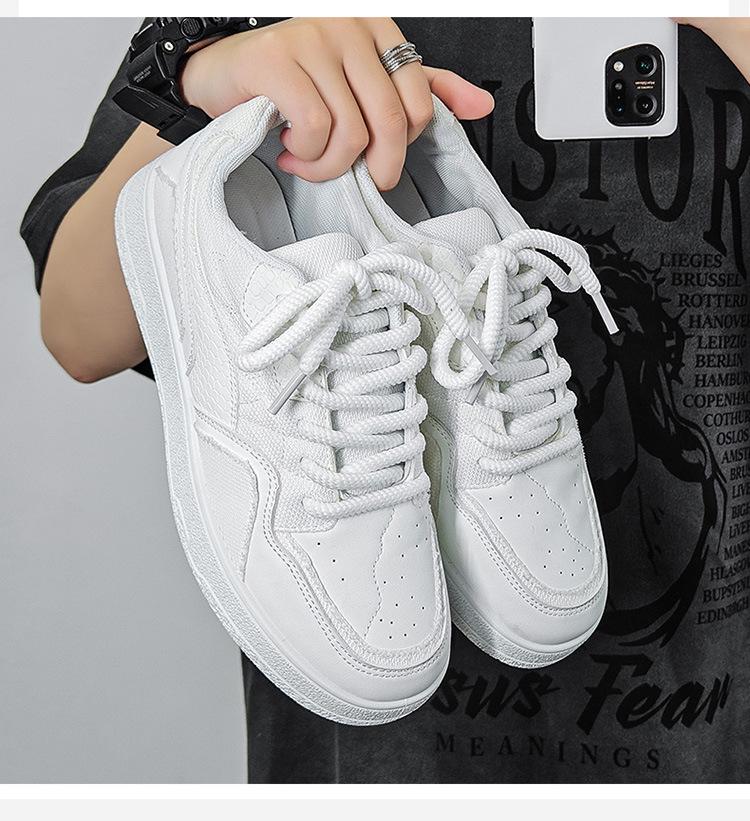 Men's Thick-Soled Black Low-Top Sneakers - Autumn Wear-Resistant, Soft-Soled, Versatile, Height-Boosting & Trendy Footwear for Students.