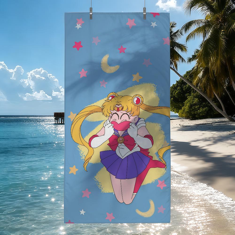 S-SailorES M-MoonS PINK GIRL HEART Towel Quick Drying Beach Towels Are Suitable For Swimming Pools Camping Yoga And The Gym