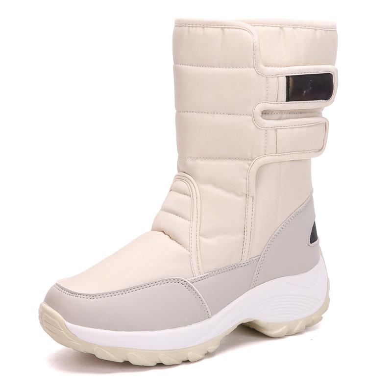 Fashion Winter Outdoor Fur Integrated Snow Boots Cotton Shoes Warm Comfortable Non-Slip High Top Velcro Women Fashion Plus Velvet