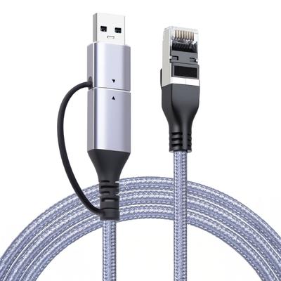 Plugs And Play USB C To RJ45 Converters Cable Supports Gigabit Ethernet Speeds PVC Braideds Construction For Multiple Device Compatibility
