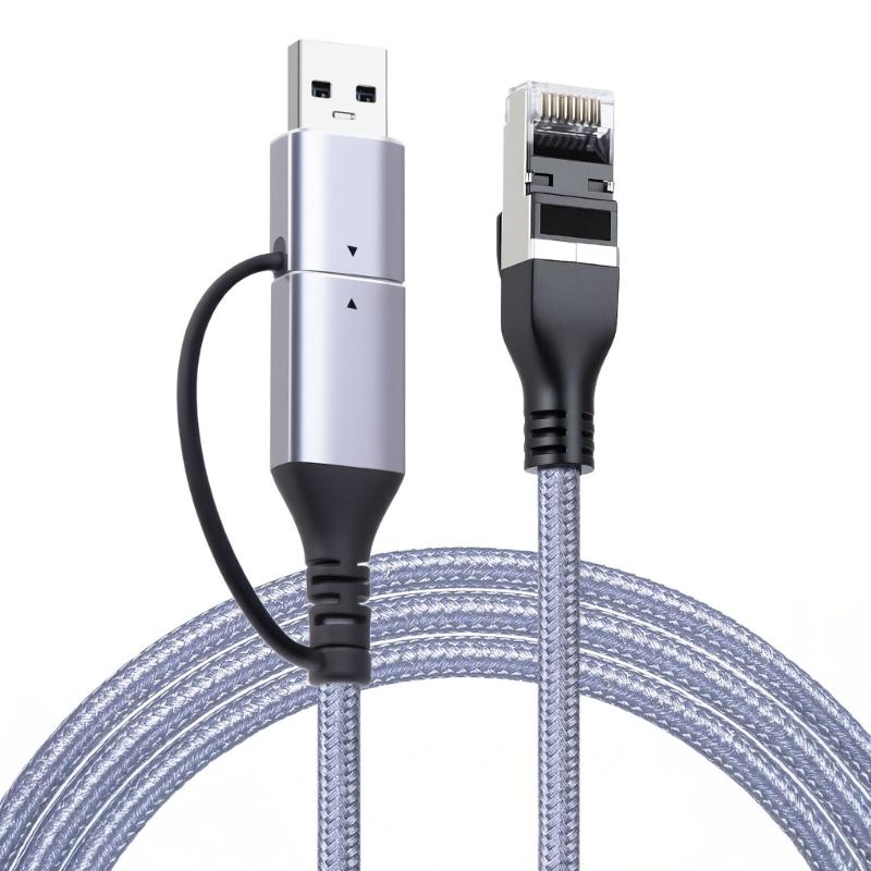 Plugs And Play USB C To RJ45 Converters Cable Supports Gigabit Ethernet Speeds PVC Braideds Construction For Multiple Device Compatibility