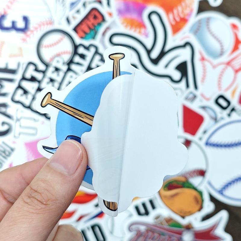 50 Pcs Baseball Stickers Cute Sports Stickers Vinyl Waterproof Decals for Snowboard Laptop Water Bottles Phone Guitar