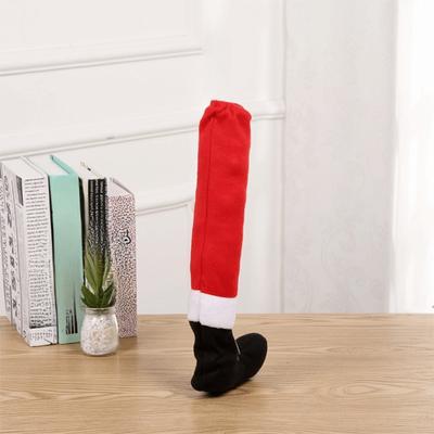 4ks Design s elastickou páskou Potah na nohu stolu Santa Claus Dlouhý DIY Vánoční potah na nohu židle Univerzální látkové ponožky na nohy stolu