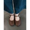 French temperament round head soft leather one-word buckle belt summer wear daily commuting versatile light mouth single shoes