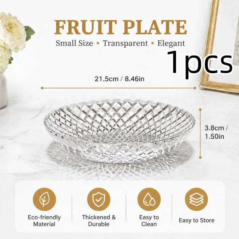 1Pcs Exquisite Flower Shaped Transparent Fruit Plate Plastic Dessert Salad Tray Light Luxury Household Snack Plate