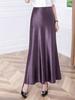 Chinese Style Black Acetate High-Waist Bodycon Fishtail Skirt, Bias Cut Drapey Silk Satin for Women