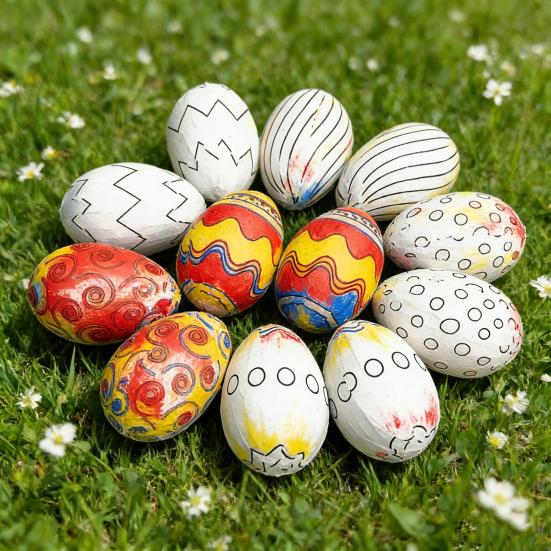 12 Pcs Foam Easter Eggs for Crafts DIY Painting Fake Eggs for Easter Christmas Holiday Art Crafts Making School Projects