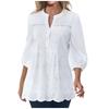 Summer Women's 3/4 Sleeve Blouses Casual Loose Fit Solid Color V Neck Tops Ladies Length Sleeve T-Shirts