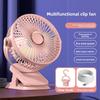 4 in 1 Clip Fan 5 Speeds 3 Night Lights 720° Rotation USB Rechargeable Brushless Motor Ultra Quiet for Home Office Dorm Camping
