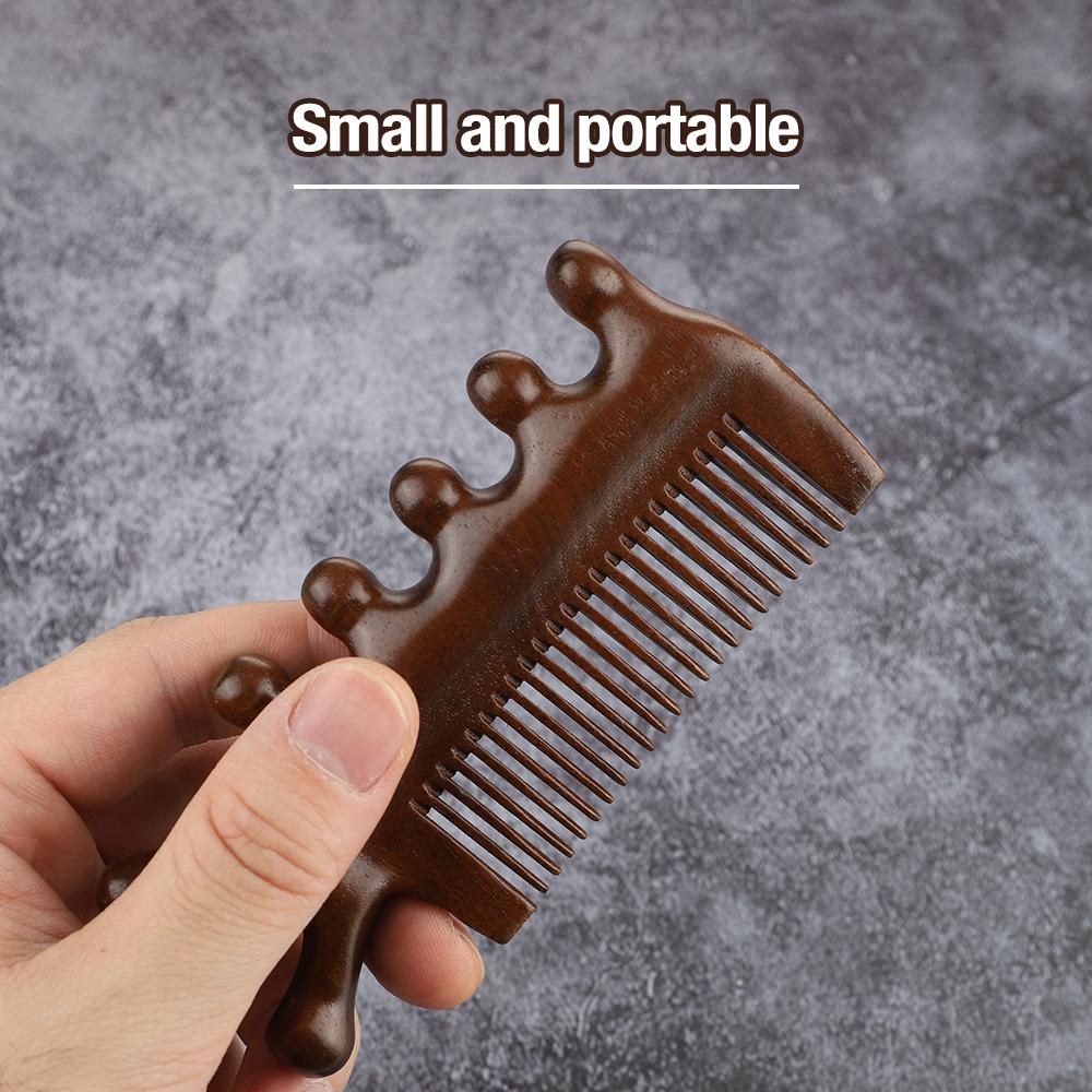 Five-tooth Multifunctional Massage Comb Meridian Natural Sandalwood Thickened Health Care Hair Therapy Head Eye Body