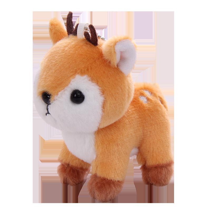 10cm Cartoon Deer Soft Stuffed Plush Toy Animal Fluffy Elk Doll Fawn Keychain Backpack Pendant Christmas Gifts for Kids