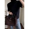New women's bag frosted leather metal rope buckle leather woven niche simple large-capacity portable shoulder bag