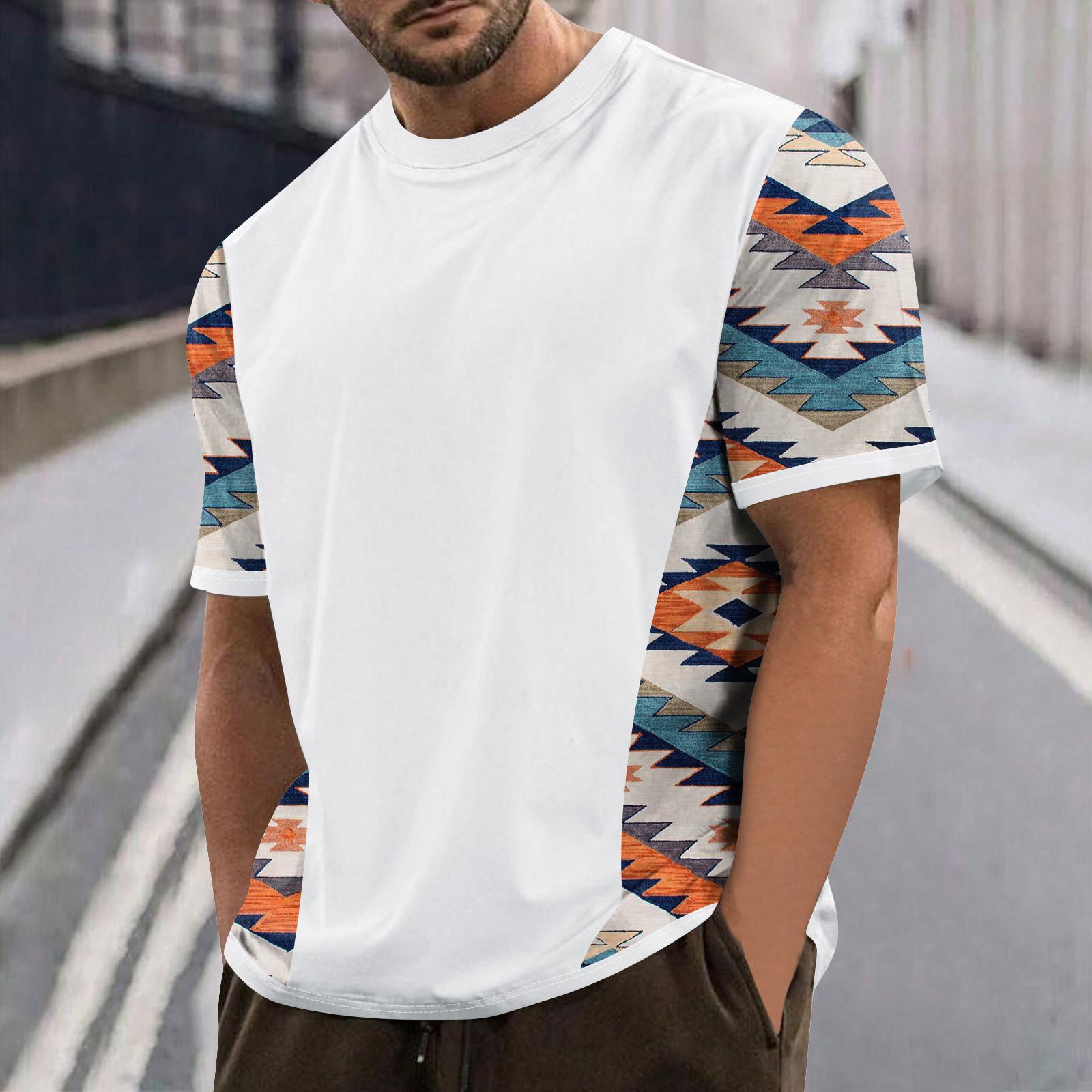 

Мужские футболки с графическим принтом, уличная повседневная одежда с короткими рукавами и принтом XL белый