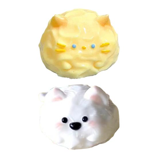 Dog Cat Dessert Squeeze Toy Stress Relief Pet Animal Shape Dessert Sensory Fidget Toy Slow Rising Hand Relaxation Decompression Stress Ball