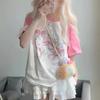 2KWEIRD Kawaii Rabbit Graphic Pink T Shirts Women Japanese Y2k Style Sweet Cartoon Tees Harajuku Cute Short Sleeve Tops