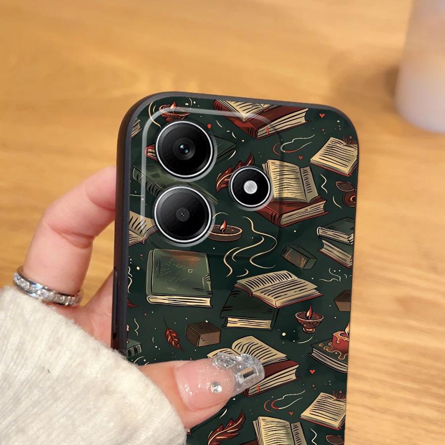 Cartoon Book Pattern Black Soft Phone Cover Case for Xiaomi Redmi Note 9 10 11 12 Pro 7 8 10S 11s 13 14 Pro Plus 9S 12s