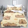 Cartoon Capybara 3D Printed Bedding Set Children's Duvet Cover Pillow Case Set Anime 100_ Polyester Cute Cartoon Home Decoration