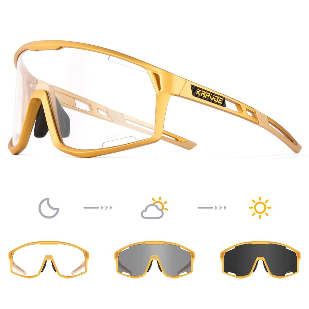 Kapvoe Photochromic Cycling Glasses Sunglasses for Men's Cycle Sun Glasses MTB UV400 Goggles Woman Road Bike Bicycle Eyewear