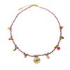 French Vintage Bohemian Woven Choker Necklace With Titanium Steel Pendant For Women