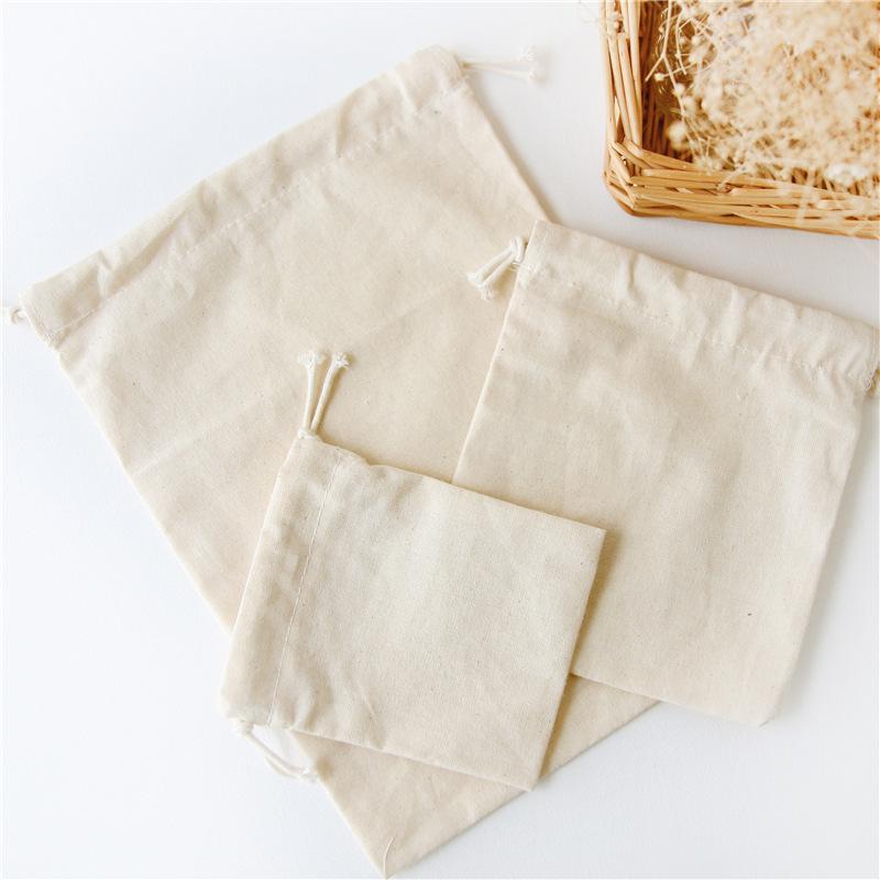 N185 Cotton Drawstring Storage Bags - Blank Solid Color Tea Gift Bags