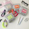 Waterproof Sanitary Pad Storage Pouch Silver Bowknot Design Portable Square Makeup Organizers For Women Travel Essential