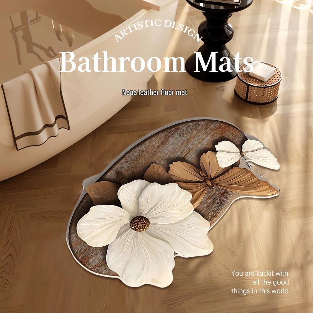 “Napa Leather Butterfly Anti-Slip Bathroom Mat”