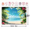 2D Tropical Flower Beach Backdrop Palm Tree Ocean Photography Background