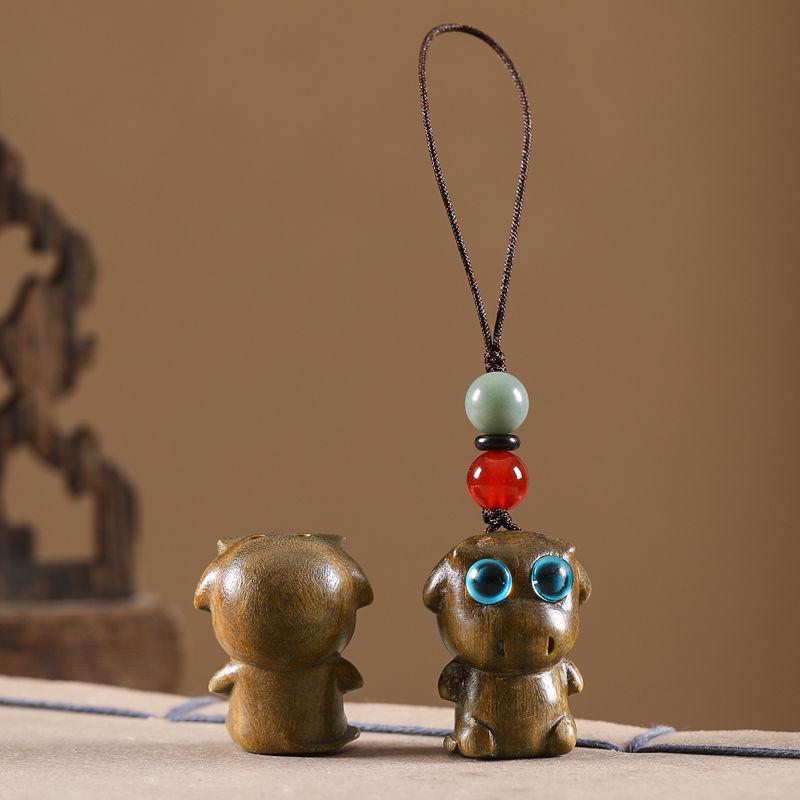Auspicious Green Sandalwood Dragon Zodiac Cartoon Keychain & Universal Phone Lanyard
